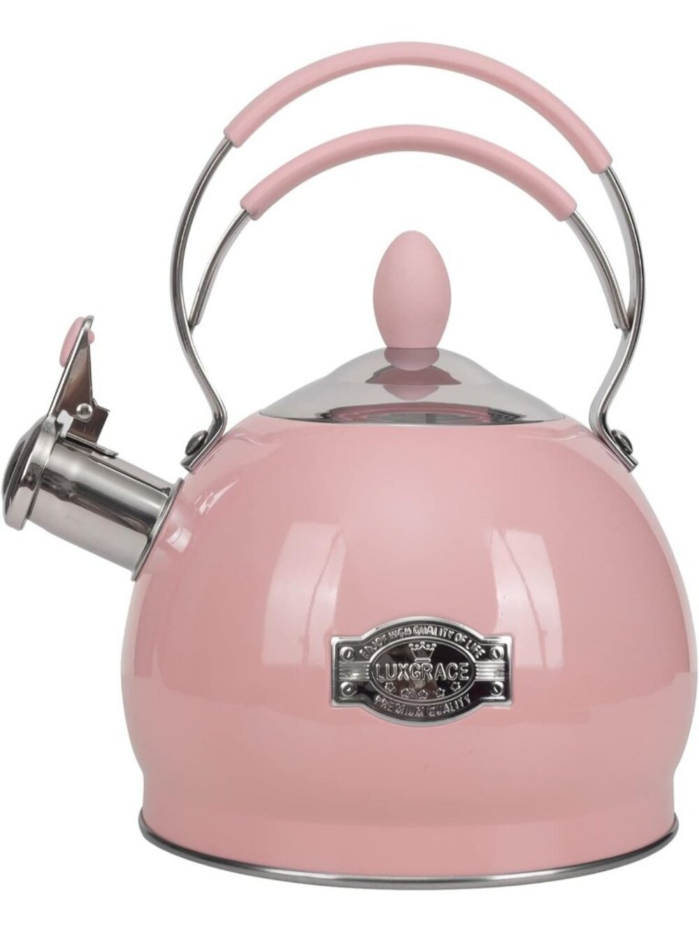 Pink Whistling Stainless Steel Kitchen Tea Kettles 2.6 Quart Stovetop Induction